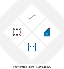 Icon flat auto set of manual transmission, oil jerrycan, ratchet and other vector objects. Also includes car, petrol, jack elements.