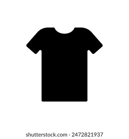 Icon flat black t-shirt. Vector of minimalist design black, isolated illustration, template clothing shirt, front apparel, fashion blank, textile clothes