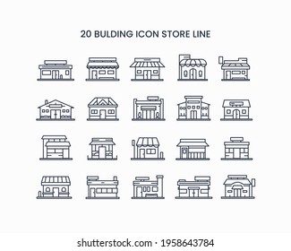 icon flat building store outline