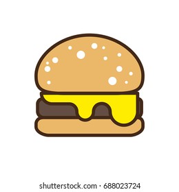 icon flat burger colour 