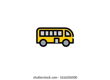 Icon Flat Bus Vector Illustrator Simple Design