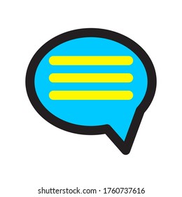Icon flat chatting simple design blue and yellow