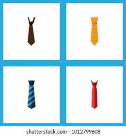 Icon flat clothing set of textile, necktie, style and other vector objects. Also includes style, tie, formal elements.