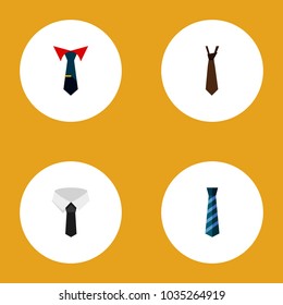 Icon flat clothing set of textile, collar, style and other vector objects. Also includes cravat, collar, textile elements.