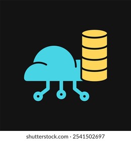 Icon Flat Color cloud server database. Fill color style.