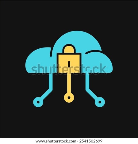 Icon Flat Color cloud system lock. Fill color style.