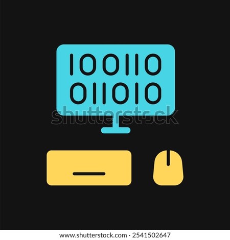 Icon Flat Color computer binary coding. Fill color style.