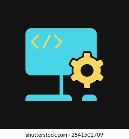 Icon Flat Color computer coding setting. Fill color style.
