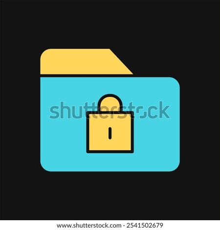 Icon Flat Color folder lock. Fill color style.