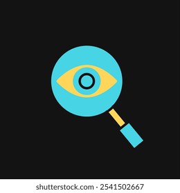 Icon Flat Color spy eye magnify. Fill color style.