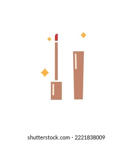 icon flat colorful about makeup, lipstick, lip balm. editable color. flat icon style.