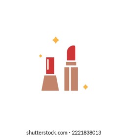 icon flat colorful about makeup, lipstick, lip balm. editable color. flat icon style.