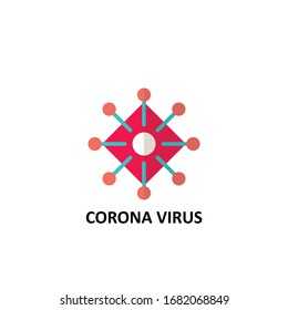 Icon Flat Coronavirus Bacteria Cell Icon, 2019-nCoV Novel Coronavirus Bacteria. Stop Coronavirus Concepts. Dangerous Coronavirus Cell in China, Wuhan. Isolated Vector Icon on white background
