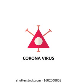 Icon Flat Coronavirus Bacteria Cell Icon, 2019-nCoV Novel Coronavirus Bacteria. Stop Coronavirus Concepts. Dangerous Coronavirus Cell in China, Wuhan. Isolated Vector Icon on white background