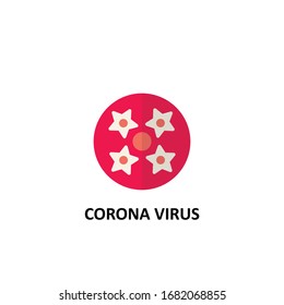 Icon Flat Coronavirus Bacteria Cell Icon, 2019-nCoV Novel Coronavirus Bacteria. Stop Coronavirus Concepts. Dangerous Coronavirus Cell in China, Wuhan. Isolated Vector Icon on white background