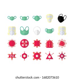 Icon flat Coronavirus icon set. Included icons as Wuhan, virus, outbreak, contagious, contagion, infection and more.on white background