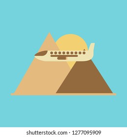 Icon flat design for airport Plane in mountains