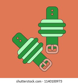 Icon in flat design Athletic weights on legs