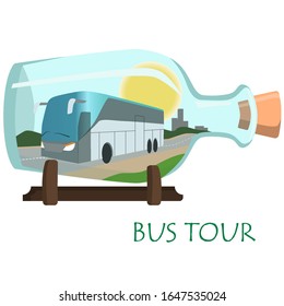 icon flat design bottle bus tour road route