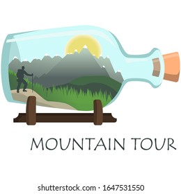 Ikone flache Designflasche Bergwaldsteiger