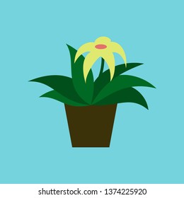 Icon in flat design Flowering pot