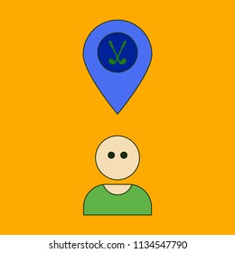 Icon in flat design Golfer logo