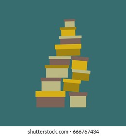 Icon in flat design Mountain of boxes