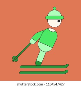 Icon in flat design skier