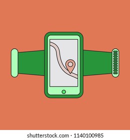 Icon in flat design, Smartphone for running