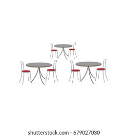Icon in flat design tables and chairs