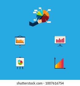 Icon flat diagram set of canvas, chart, easel and other vector objects. Also includes easel, graph, pie elements.