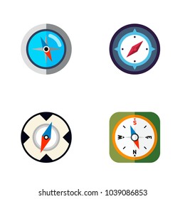 Icon flat direction set of geography, instrument, direction and other vector objects. Also includes orientation, compass, geography elements.