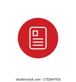 icon flat document note book page read red paper contract text pictogram symbol title book synopsis page note certificate icon illustration writer diploma business information newspaper typography set
