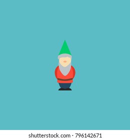 Icon flat dwarf element. Vector illustration of icon flat gnome isolated on clean background. Can be used as dwarf, gnome and elf symbols.