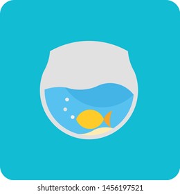 icon flat fish bowl vector design