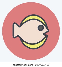 Icon Flat Fish. suitable for seafood symbol. color mate style. simple design editable. design template vector. simple illustration