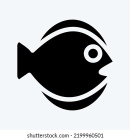 Icon Flach Fisch. geeignet für das Symbol für Meeresfrüchte. Glyph-Stil. einfaches Design bearbeitbar. Designvorlage, Vektor. einfache Abbildung