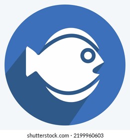 Icon Flat Fish. suitable for seafood symbol. long shadow style. simple design editable. design template vector. simple illustration