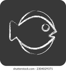Icon Flat Fish. suitable for seafood symbol. chalk Style. simple design editable. design template vector