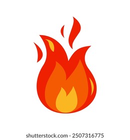 Icon Flat flame. Fire fireball  red hot campfire  yellow heat wildfire and bonfire  burn power fiery silhouettes illustration set. Fireball power light  flame bonfire energy