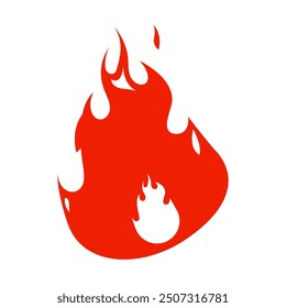 Icon Flat flame. Fire fireball  red hot campfire  yellow heat wildfire and bonfire  burn power fiery silhouettes illustration set. Fireball power light  flame bonfire energy