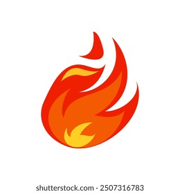 Icon Flat flame. Fire fireball  red hot campfire  yellow heat wildfire and bonfire  burn power fiery silhouettes illustration set. Fireball power light  flame bonfire energy