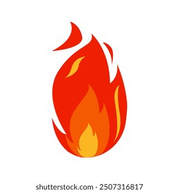 Icon Flat flame. Fire fireball  red hot campfire  yellow heat wildfire and bonfire  burn power fiery silhouettes illustration set. Fireball power light  flame bonfire energy