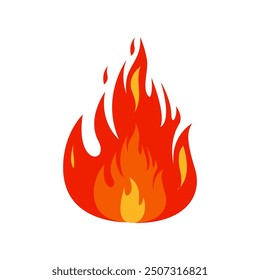 Icon Flat flame. Fire fireball  red hot campfire  yellow heat wildfire and bonfire  burn power fiery silhouettes illustration set. Fireball power light  flame bonfire energy