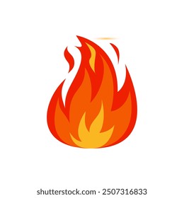 Icon Flat flame. Fire fireball  red hot campfire  yellow heat wildfire and bonfire  burn power fiery silhouettes illustration set. Fireball power light  flame bonfire energy