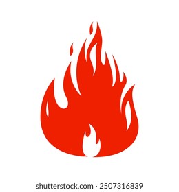 Icon Flat flame. Fire fireball  red hot campfire  yellow heat wildfire and bonfire  burn power fiery silhouettes illustration set. Fireball power light  flame bonfire energy