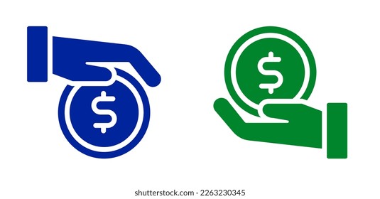 icon flat give and take, hands, coins. vector illustration