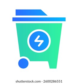 Icon Flat Gradient Eenergy Recycle trash bin. Renewable energy, ecology and energy alternative. Gradient Colourful icon concept