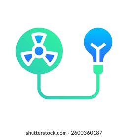 Icon Flat Gradient nuclear energy charging lightbulb. Renewable energy, ecology and energy alternative. Gradient Colourful icon concept