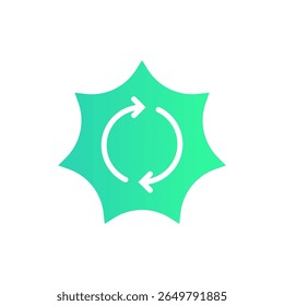 Icon Flat Gradient recycle solar sun energy. Free energy, ecology, renewable, green energy and solar power plant concept. Gradient blue and Flat icon.